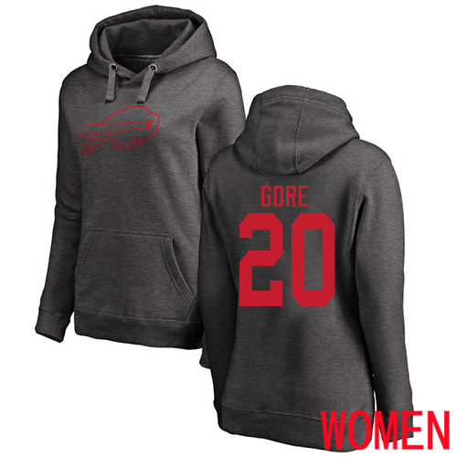 NFL Women Buffalo Bills 20 Frank Gore Ash One Color Pullover Hoodie Sweatshirt